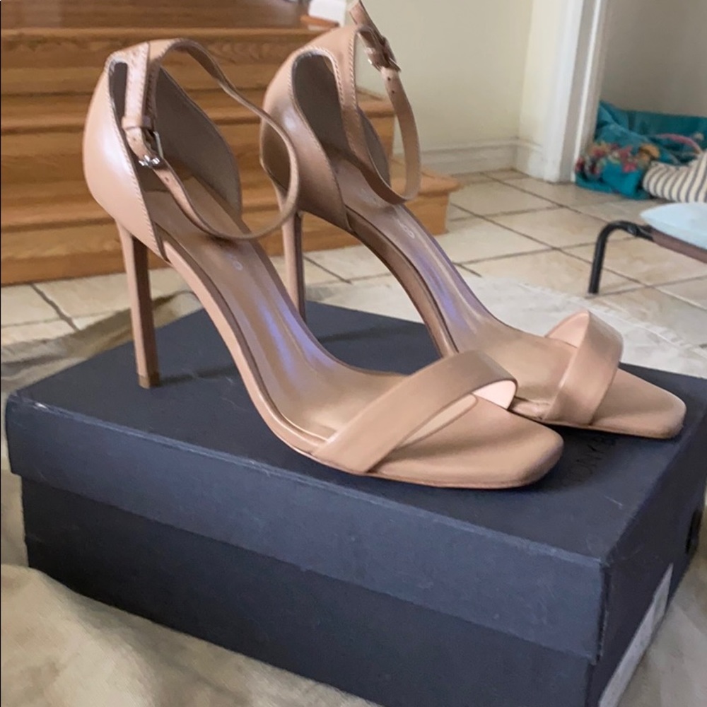 Nude leather high heeled sandals